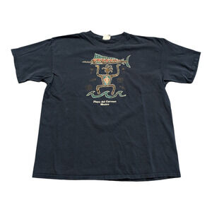 Y2K  Aztech Fisherman Playa del Carmen Mexico T shirt